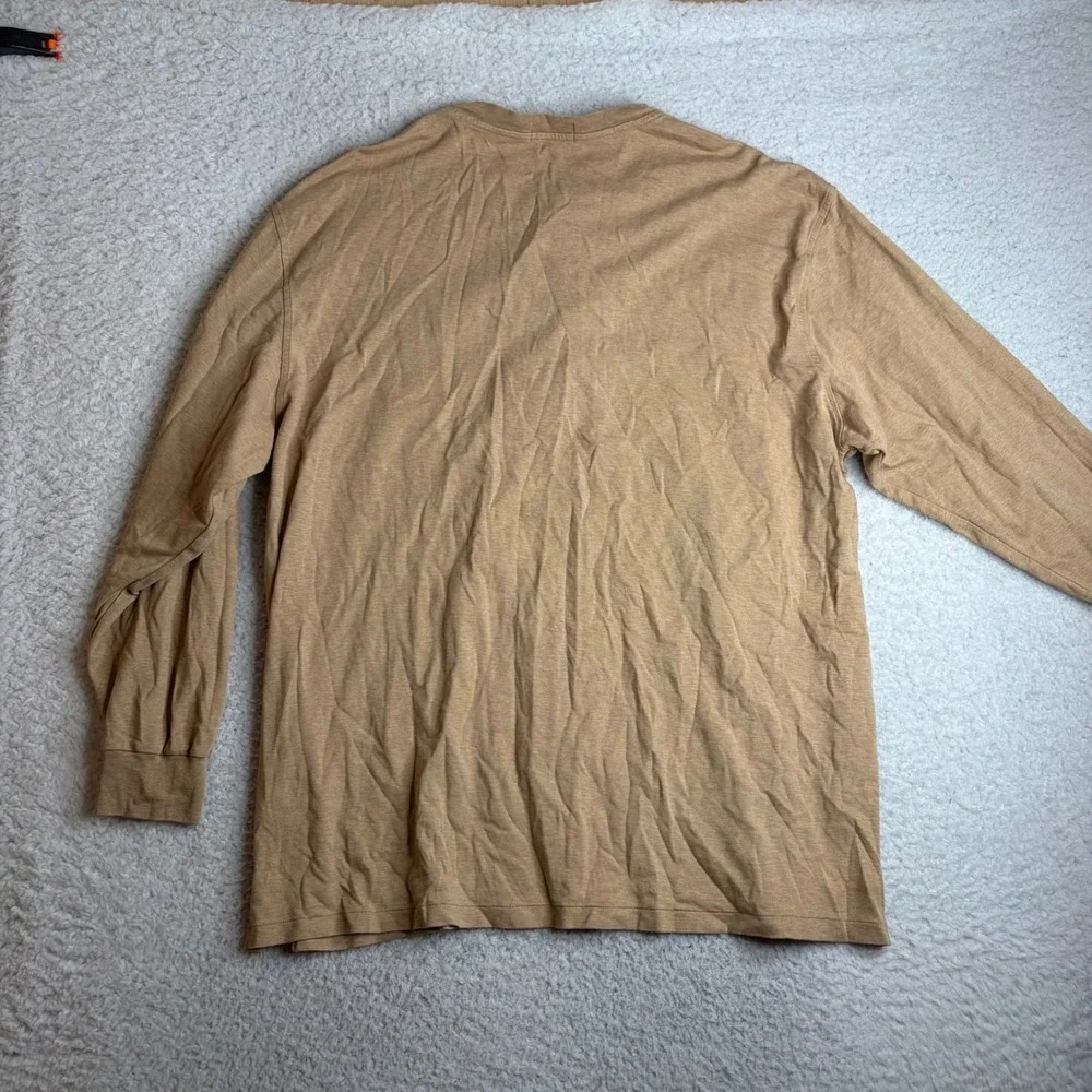 Polo Ralph Lauren Mens 3XB Henley Shirt Tan Long Sleeve Cotton Big & Tall